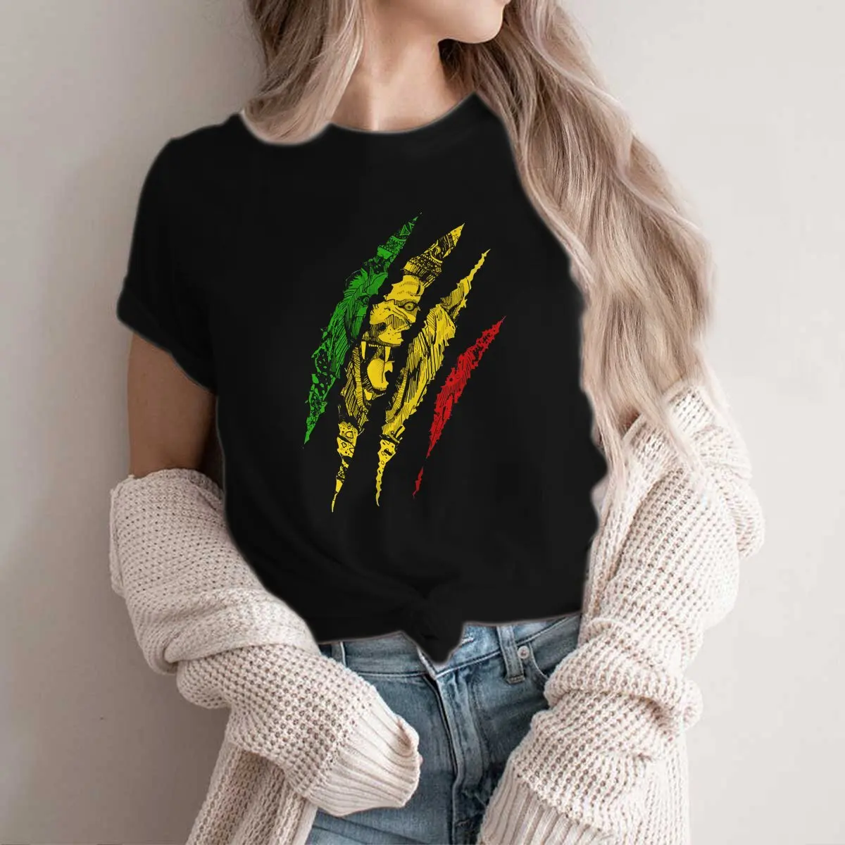 Color: WHITE, Size: S - Rasta Design Polyester TShirts Warrior Lion Of Judah King Rasta Reggae Jamaica Roots Distinctive Homme T Shirt