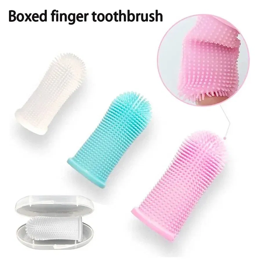 Color: WHITE - Pet Finger Toothbrush Cleaning Products for Cats and DogsOral Cleaning ToothbrushesSilicone Bristles
