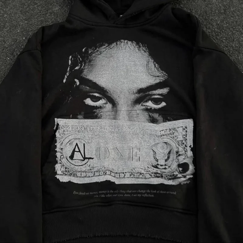 Color: black, Size: S - Woman Sweatshirts Streetwear Y2K Hoodie Aesthetics Graphic Print Clothes Oversized Pullover Hoodie Sweatshirt Fall Clothes
