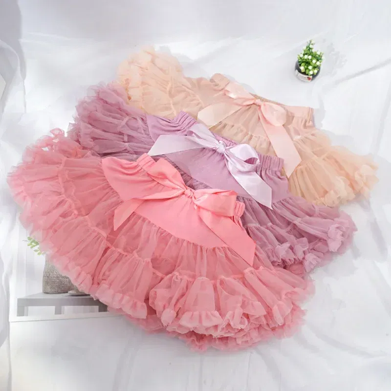 Color: SKY BLUE, Kid Size: 2T - Baby Girls Tulle Tutu Skirt Ballerina Pettiskirt Fluffy Children Ballet Skirts For Party Dance Princess Girl Tulle Clothes 1-10Y
