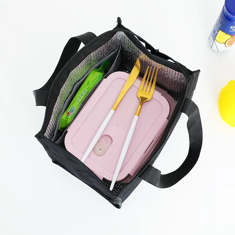 Color: Beige - High-Capacity Portable Insulated Lunch Bag Women Kid Picnic Work Travel Food Thermal Storage Container Bento Box Cooler Tote Bag