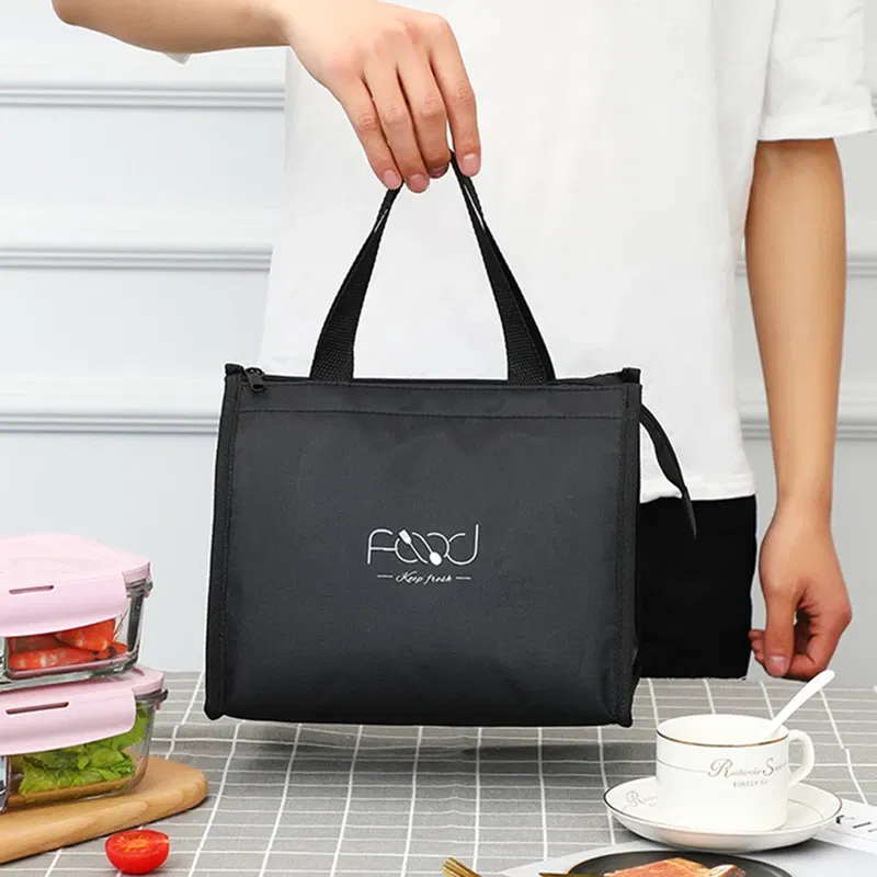 Color: Beige - High-Capacity Portable Insulated Lunch Bag Women Kid Picnic Work Travel Food Thermal Storage Container Bento Box Cooler Tote Bag
