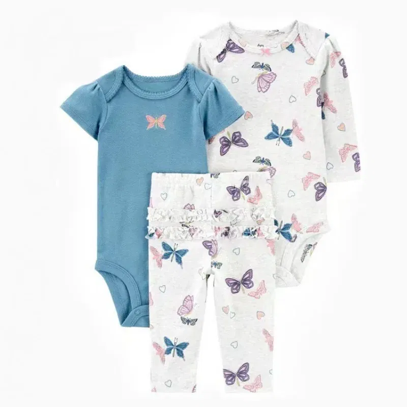 Color: Pink, Ships From: CHINA, Kid Size: 18M - 3PCS Baby Clothing Set Autumn Newborn Baby Girl Pure Cotton Clothes Set Soft Cute Animal Kids Bodysuits+Pants+Romper Bebe 6-24M