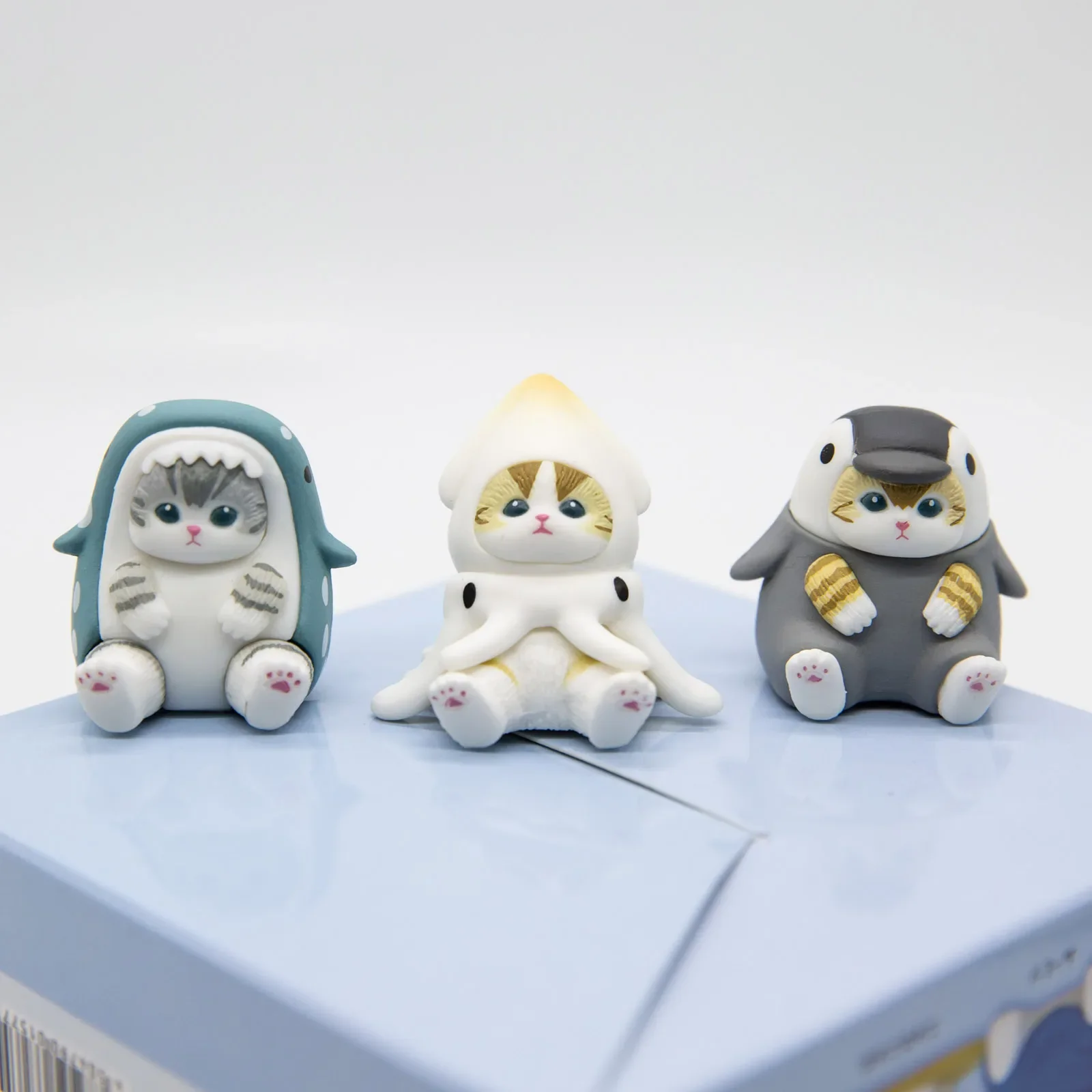 Color: Yellow - Mofusand Cats Wearing Marine Organism Clothes Blind Box Cute Action Figures Octopus Penguin Otter Table Ornaments Kids Gifts