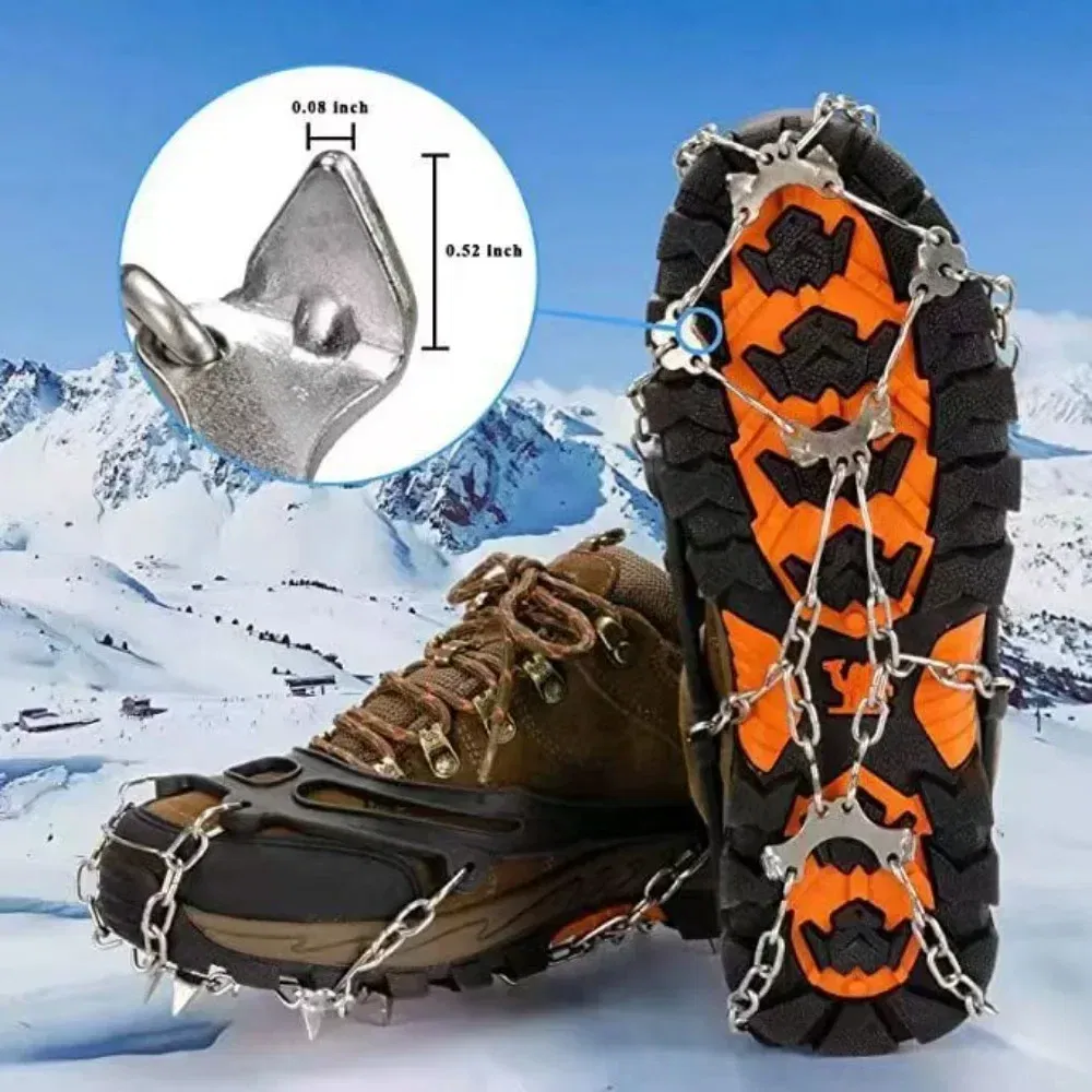 Shoe Size: 12.5, Ships From: CHINA - Outdoor Winter Hiking Climbing Snow Spikes Crampons Cleats Chain Claws Grips Boots Cover Ice Gripper Spike for Shoes Anti