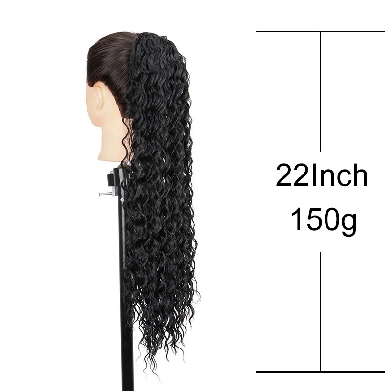 Color: NC/4HL - Synthetic Long 22Inch Kinky Curly Ponytail Extensions Clip in Drawstring Ponytail Wig Afro Pony Tail Women Hairpiece