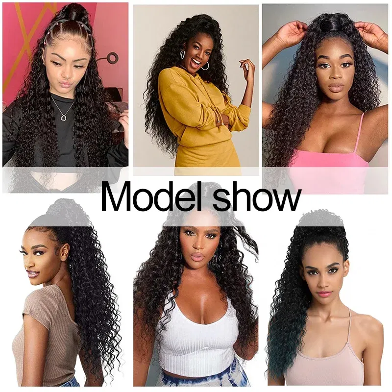 Color: NC/4HL - Synthetic Long 22Inch Kinky Curly Ponytail Extensions Clip in Drawstring Ponytail Wig Afro Pony Tail Women Hairpiece