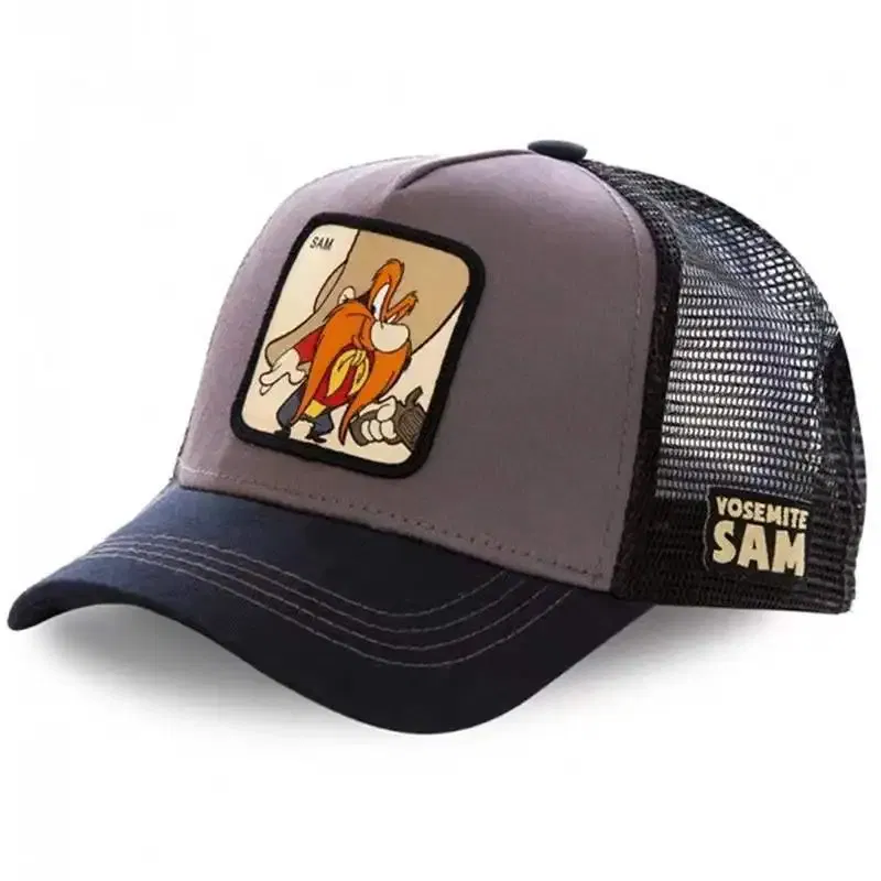 Color: Burgundy - High Quality Disney Styles Anime Cartoon Snapback Cotton Baseball Cap Men Women Hip Hop Dad Mesh Hat Trucker Hat Dropshipping