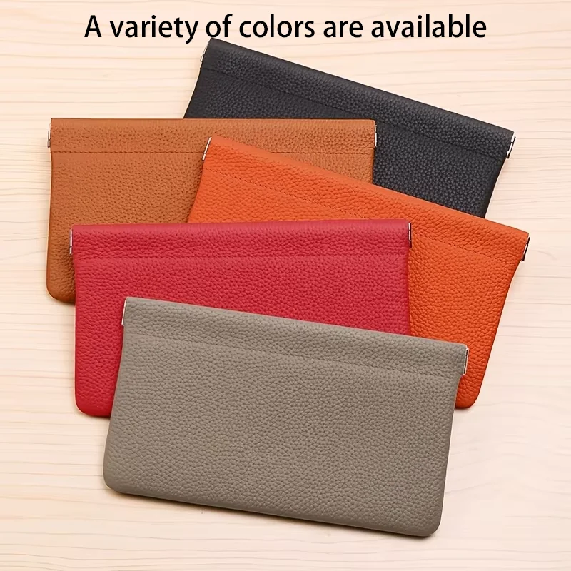 Color: black - Self-closing first-layer genuine cowhide long wallet passport driver's license document holder data cable cosmetic bag storage