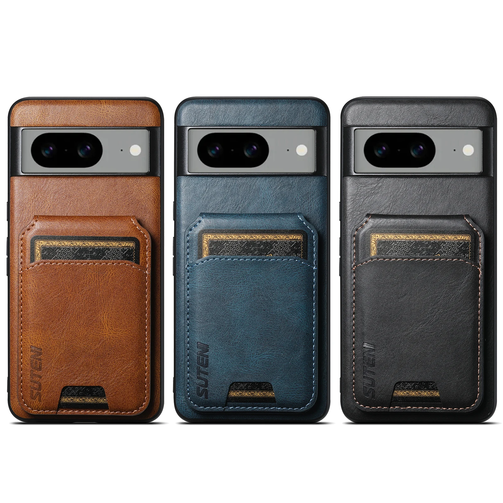 Color: Blue, Material: ABS - SUTENI Card Holder Leather Pocket Wallet Phone Case Stand For Google Pixel 8A 8Pro 7 7Pro 7A 6 6Pro 6A