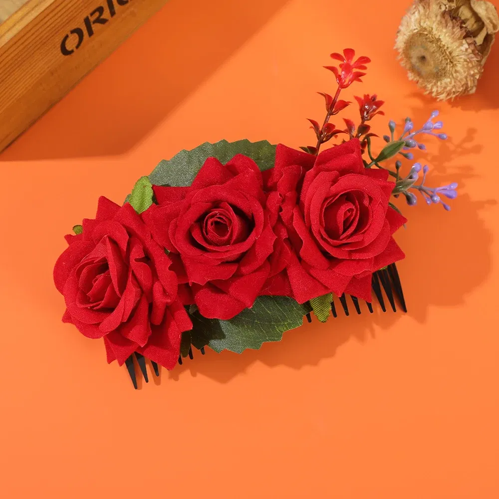 Color: Lavender - New Halloween Hair Combs Floral Hair Clip For Women Stimulation Flower Hairpins Hair Accessories
