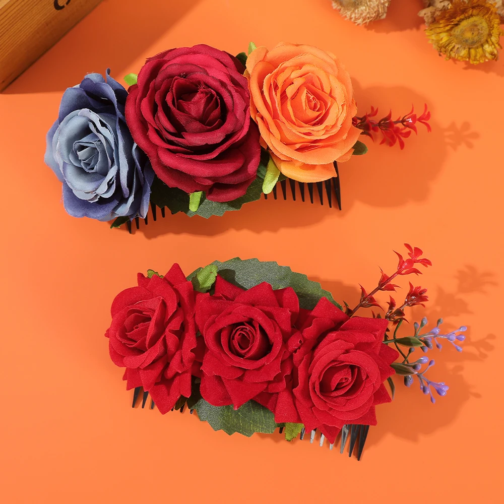 Color: Lavender - New Halloween Hair Combs Floral Hair Clip For Women Stimulation Flower Hairpins Hair Accessories