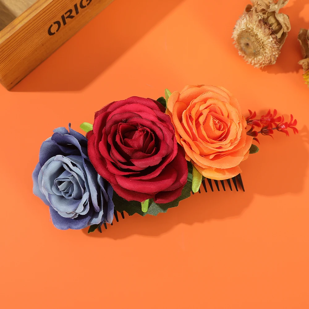 Color: Lavender - New Halloween Hair Combs Floral Hair Clip For Women Stimulation Flower Hairpins Hair Accessories