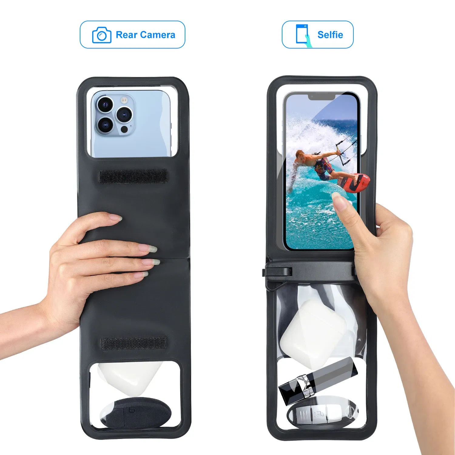 Color: Sky blue, Material: PVC - Waterproof Mobile Phone Bag Double Pocket For iPhone 14 13 12 11 Pro Large Swimming Beach Storage Wallet Cards Pouch Dry Bags