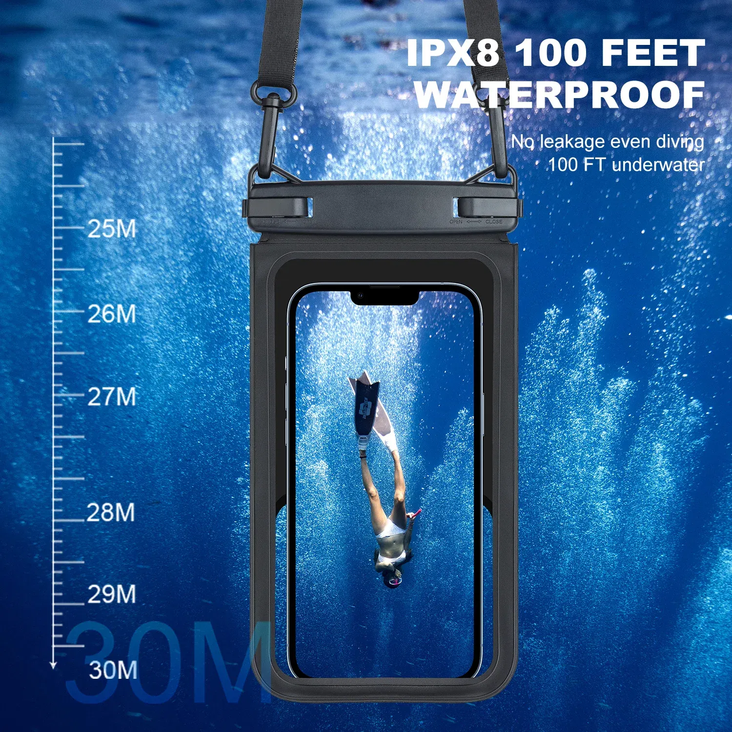 Color: Sky blue, Material: PVC - Waterproof Mobile Phone Bag Double Pocket For iPhone 14 13 12 11 Pro Large Swimming Beach Storage Wallet Cards Pouch Dry Bags