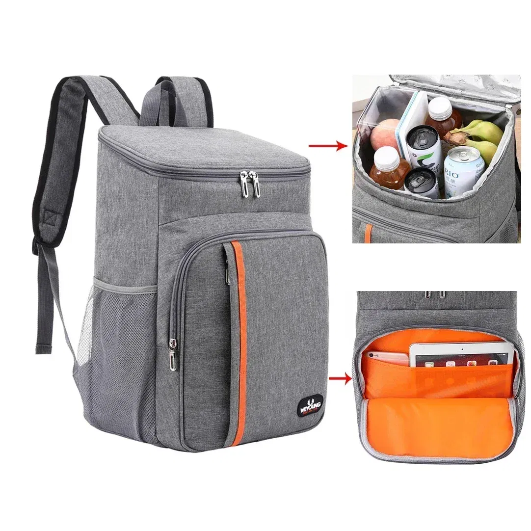 Color: green - 20L Outdoor Thermal Backpack Cooler Bags Insulated Lunch Bag Leakproof Camping Beer Drink Picnic Backpack Food Fresh Keeping Bag