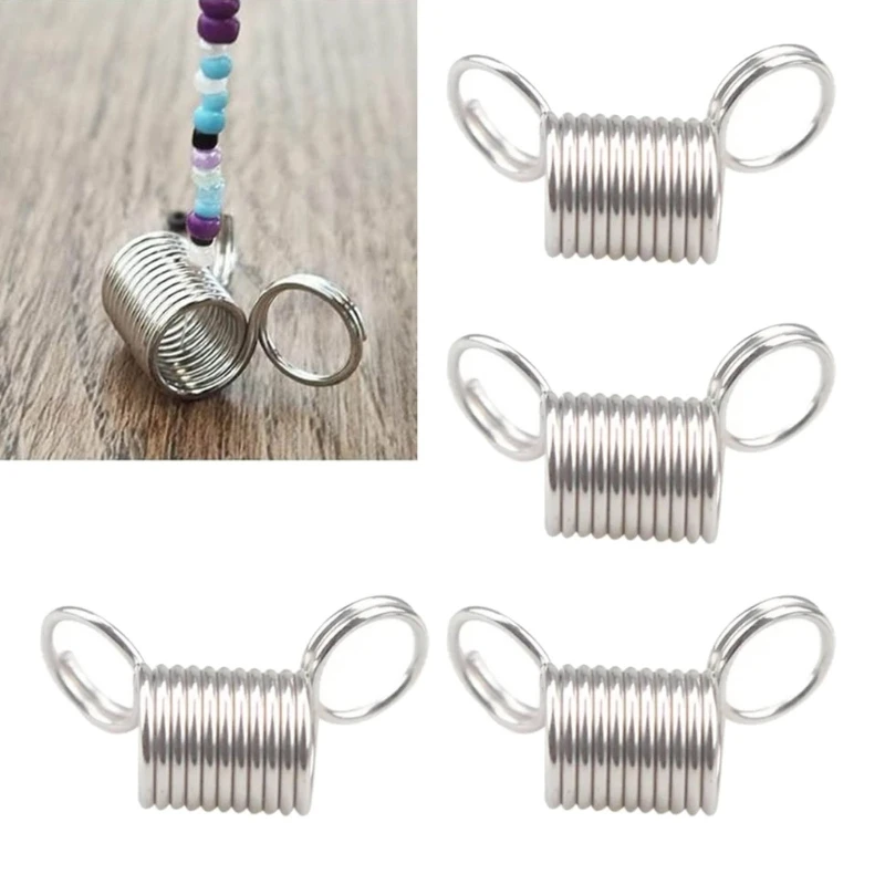 Color: PURPLE - 10 Pcs Stainless Steel Bead Stopper Mini Spring Clamps Creative Bead Line End Clasps Jewelry Making Accessories Durable