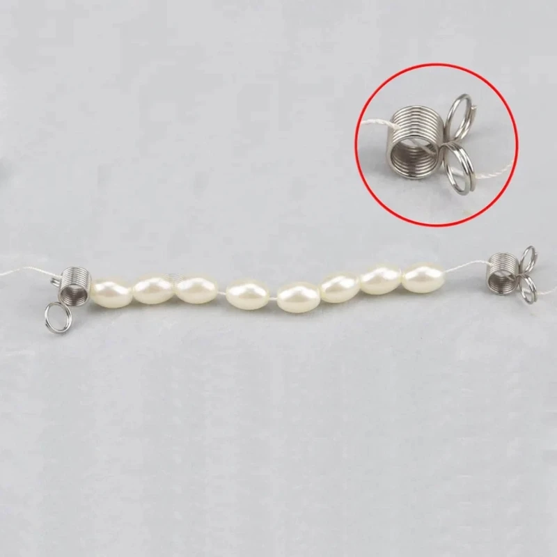 Color: PURPLE - 10 Pcs Stainless Steel Bead Stopper Mini Spring Clamps Creative Bead Line End Clasps Jewelry Making Accessories Durable