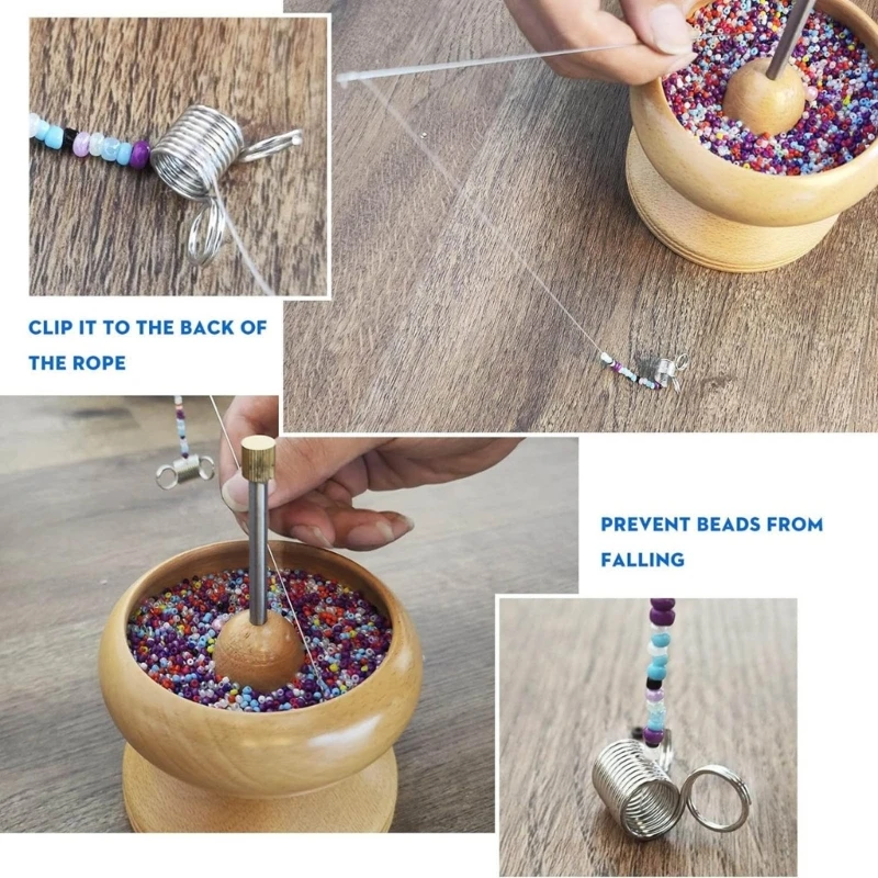 Color: PURPLE - 10 Pcs Stainless Steel Bead Stopper Mini Spring Clamps Creative Bead Line End Clasps Jewelry Making Accessories Durable