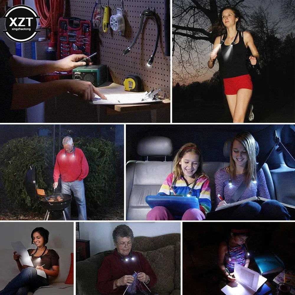 Emitting Color: Blue - Flexible Neck Hug Book Light LED Neck Night Handsfree Led Neck Light Hug Reading Lamp Novelty Led Night Camping Light Flashlight