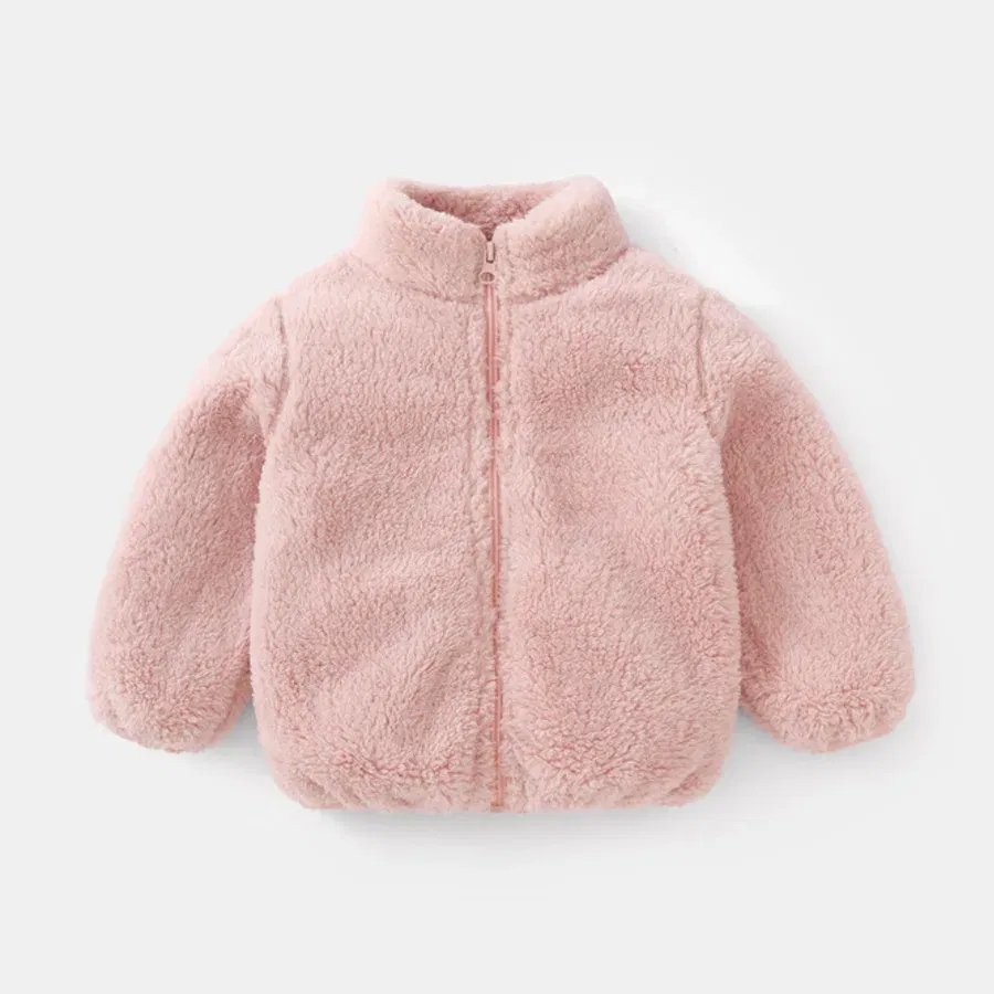 Color: Dark Grey, Kid Size: 12M - Child Autumn Winter Costume Solid Color Outerwear Casual Loose Long Sleeve Tops Plush Jacket Boys Girls Fashion Simple Coats