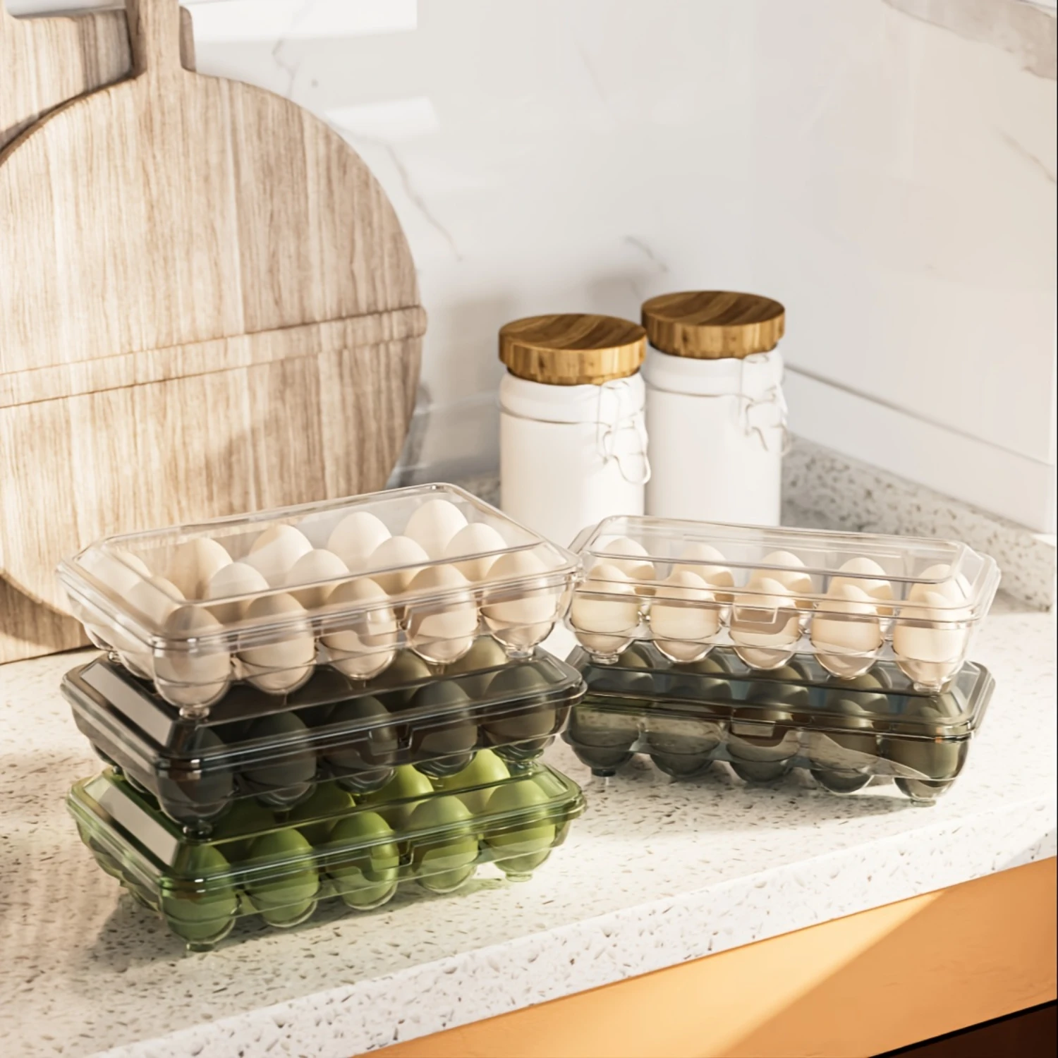 Color: green, Ships From: CHINA - 1pc Shock-Proof Egg Holder for Refrigerator, Transparent Plastic Egg Carton with Clamshell Design for Freshness,   Supplies