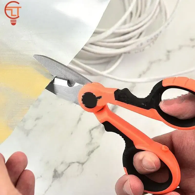 Color: Beige - 1Pcs Fiber Optic Kevlar Cutter Scissors Kevlar Aramid Fiber Sharp Scissors Jumper Wire Pigtail Tools Electrician Tools
