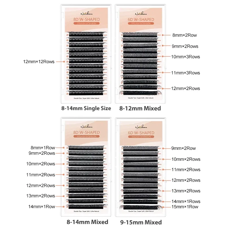 Color: Brushed Slate, Curl: C, Thickness: 0.07mm, Length: 13mm - NATUHANA 3D 4D WW Shaped Eyelash extensions 0.07mm C D L LU Curl Premade Fans Faux Mink Volume Lashes Korean Make Up Tool