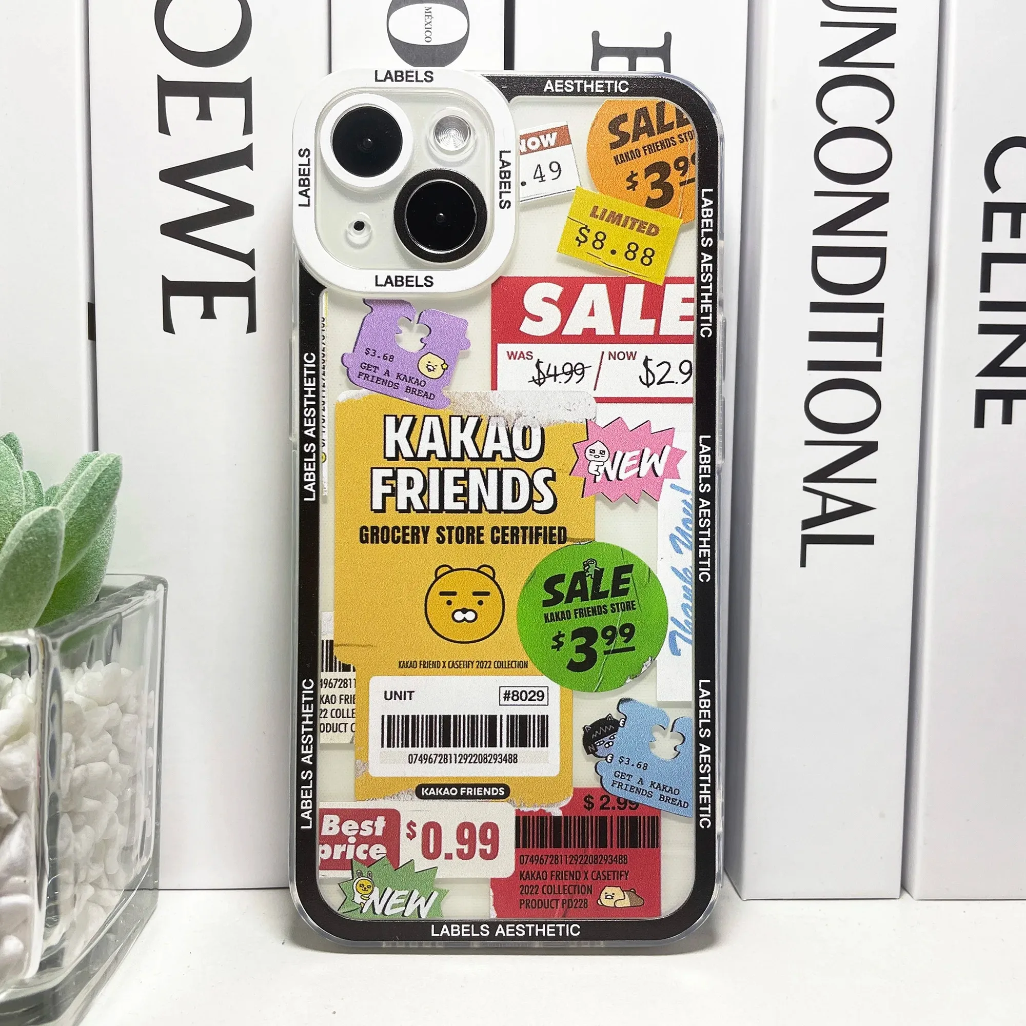 Color: Beige, Material: ABS - Mix Labels Collage Stickers Aesthetic Phone Case For Samsung Galaxy S10 S20 S21 S22 S23 S24 FE Plus Ultra Note 20