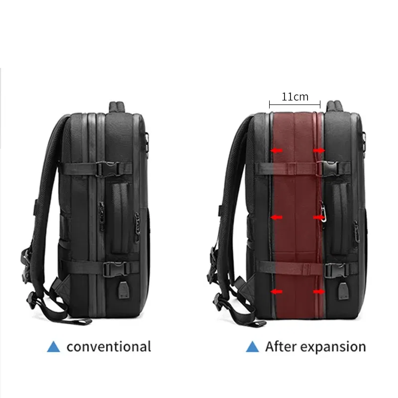 Color: Clear - Travel Men Expanded Laptop Backpack vacuum compression hiking Backpack USB charging Business Large Capacity Backpack For Pumps