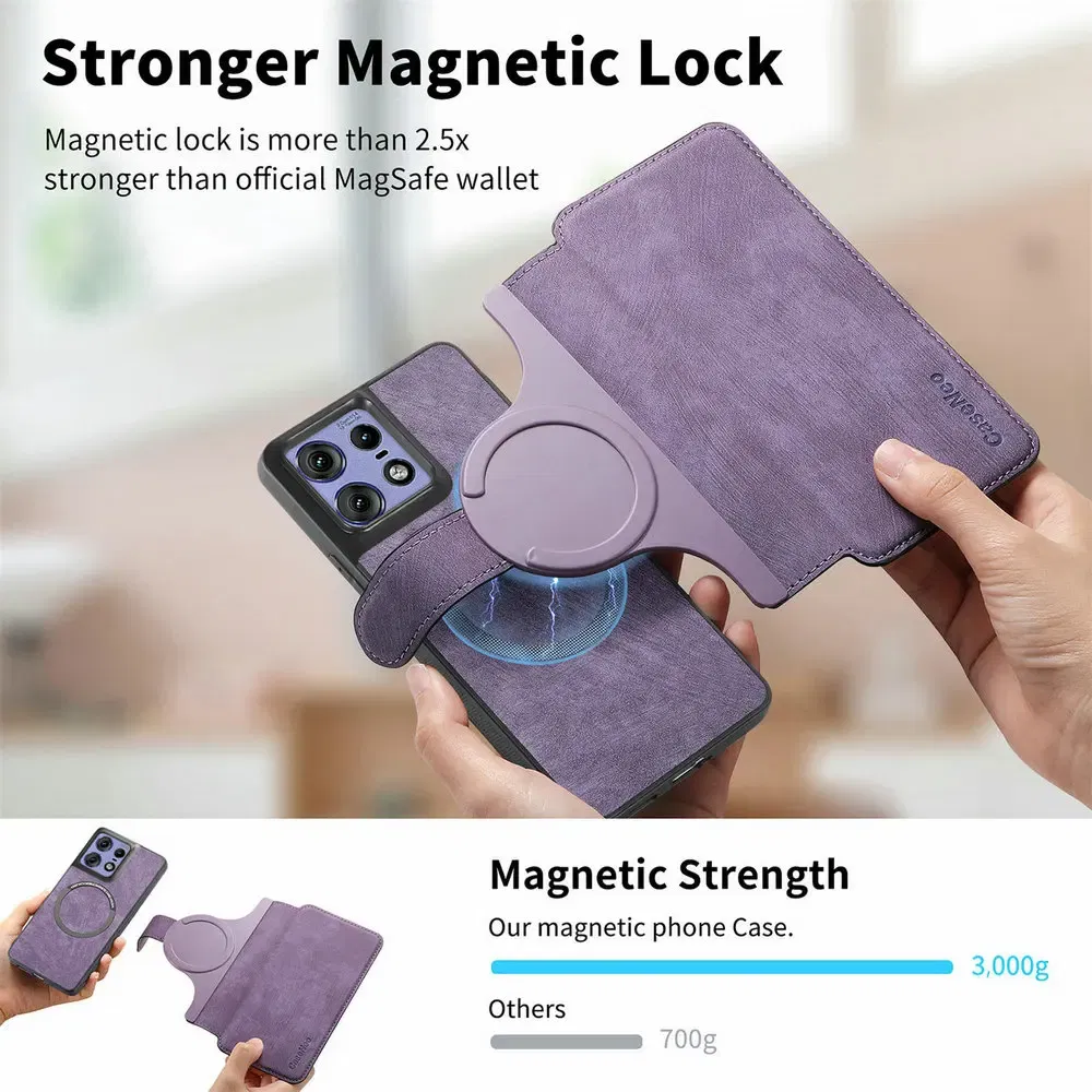 Color: Blue, Material: Wood - Edge 50 60 Fusion 5G Flip Case For Motorola Edge 60 Pro 2In1 Detachable Leather Wallet Funda Moto Edge 50 Neo 60 Pro S50 Cover