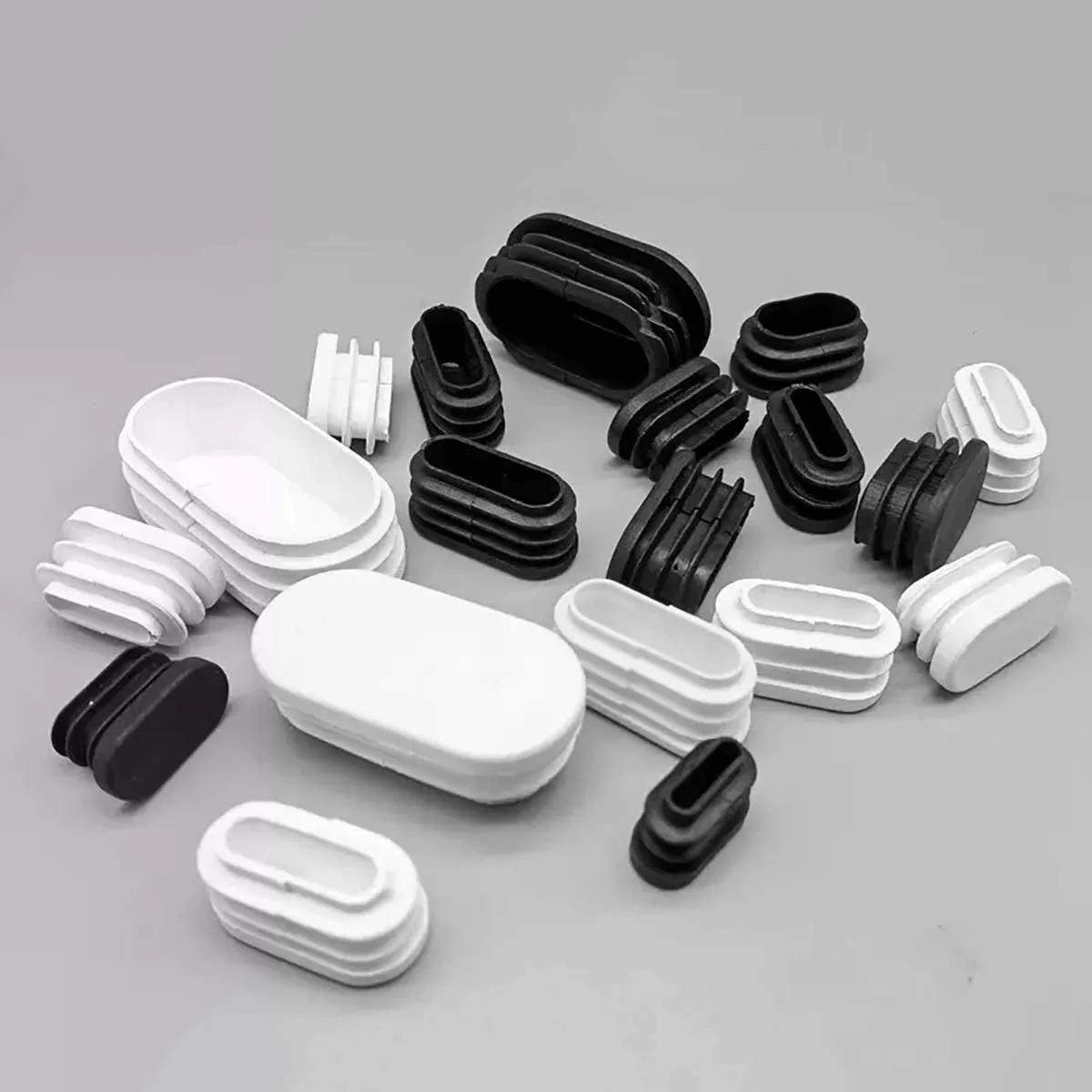 Color: Linen, Size: 8mm - Oval Plastic Tubes End Caps Bung Oblong Blanking Plug Pipe Inserts Table Feet Chair Dust Cover Furniture Accessories Black White