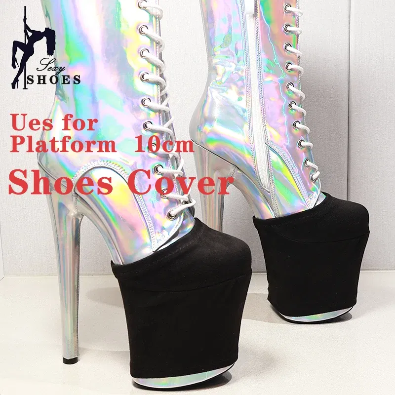 Color: Beige, Size: XL - Suede Shoes Cover Steel Pole Dance Training Specific Protective Cover 10CM Platform Anti Slip Wear-resistant Boots Protective