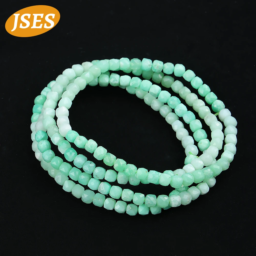 Color: green, Item Diameter: 4mm, Ships From: CHINA - A++ Natural Australia Chrysoprase Gradient Color Faceted Cube Beads for Jewelry Making Stone Bracelet Beads DIY Gift Accessories