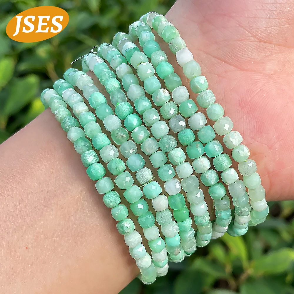 Color: green, Item Diameter: 4mm, Ships From: CHINA - A++ Natural Australia Chrysoprase Gradient Color Faceted Cube Beads for Jewelry Making Stone Bracelet Beads DIY Gift Accessories