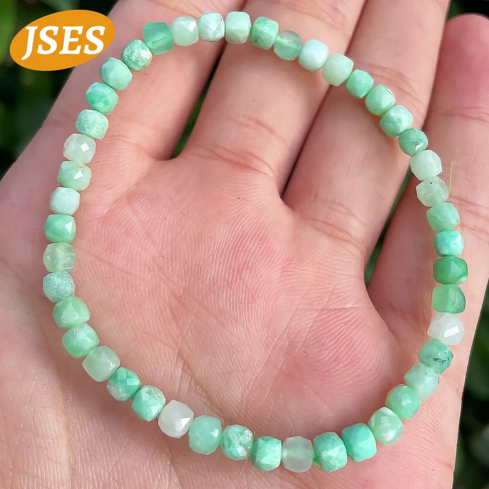 Color: green, Item Diameter: 4mm, Ships From: CHINA - A++ Natural Australia Chrysoprase Gradient Color Faceted Cube Beads for Jewelry Making Stone Bracelet Beads DIY Gift Accessories