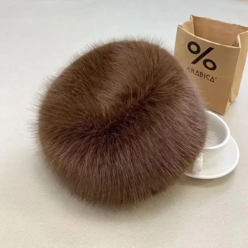 Color: black - New Fluffy Fur Women's Winter Hat Winter Snow Ski Cap Female Faux Fur Thick Warm Windproof Hat Russian Hat Mink Fisherman's Hat