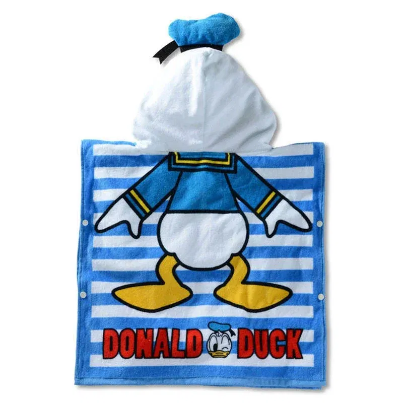 Color: Green - Disney Kids Hooded Bath Towel Child Breathable Gauze Cloak Beach Towel Mickey Minnie Cartoon Boy Grl BAth Towel 60x120cm