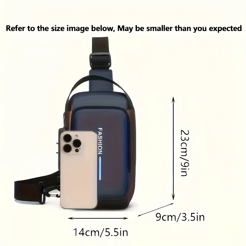 Color: Blue - Men's Sporty High Quality Chest Bag, Motorcycle Phone Pack with Zipper Closure, Secure Travel Bag for Daily Commute