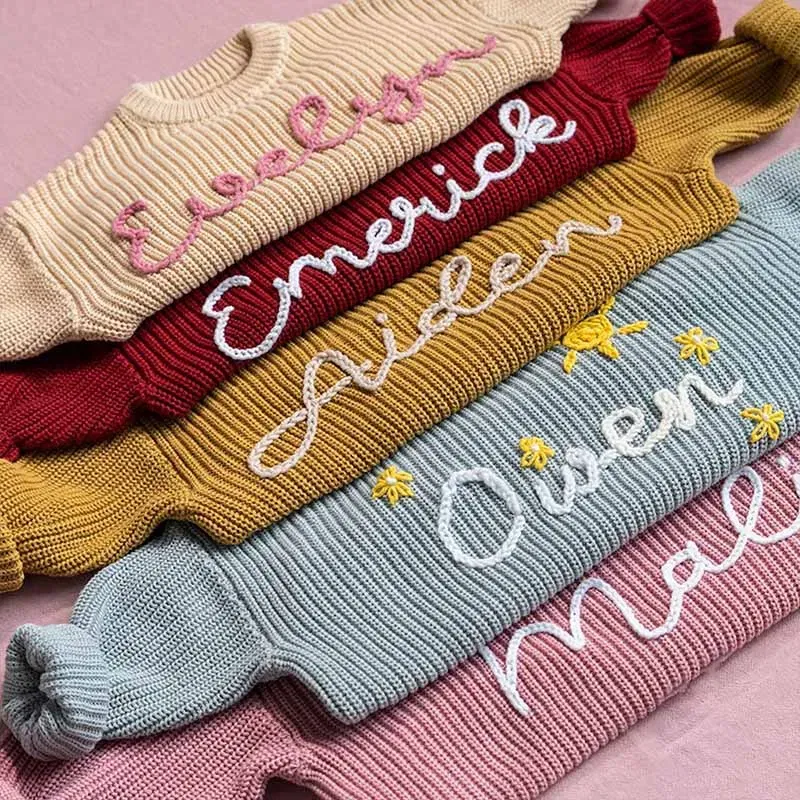 Color: SKY BLUE, Size: M, Age Range: 0-3M - Personalized sweaters for cherished babies.Celebrate your little one's name with unique, custom-made thick knitted sweaters