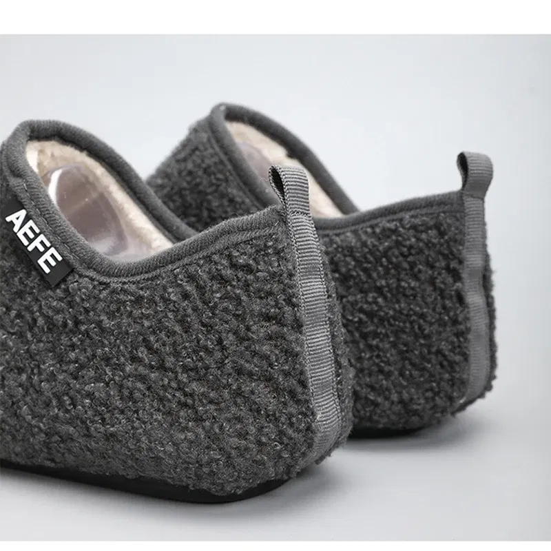 Color: black, Shoe Size: 46, Ships From: CHINA - Winter Fashion Men Slippers Plush Male Home Cotton Shoes Warm Anti-slip Men's Casual Shoes Flexible Solid Flats 39-47 Slip On