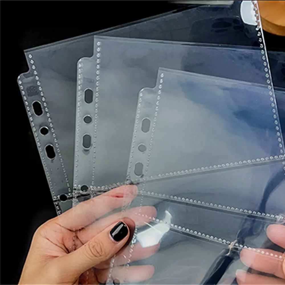 Color: Red - A5 3/7 Ring Photocards Binder Sleeve 1/2/4/6 Pockets Clear Acid Free 6x4 Photo Album Refill Pages Trading Card Postcard Sleeve