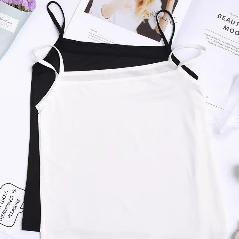 Color: WHITE, Size: One Size, Ships From: CN - Women's Camisole Women's Bottoming Milk Silk Texture Comfortable Cool Shirts Women's Sexy Slim Slim Underwear