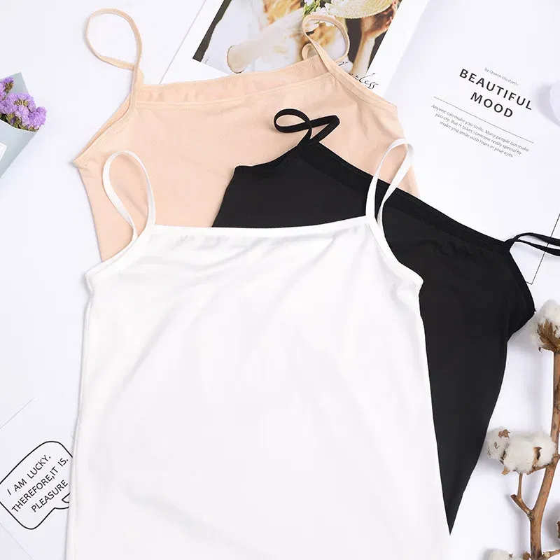 Color: WHITE, Size: One Size, Ships From: CN - Women's Camisole Women's Bottoming Milk Silk Texture Comfortable Cool Shirts Women's Sexy Slim Slim Underwear