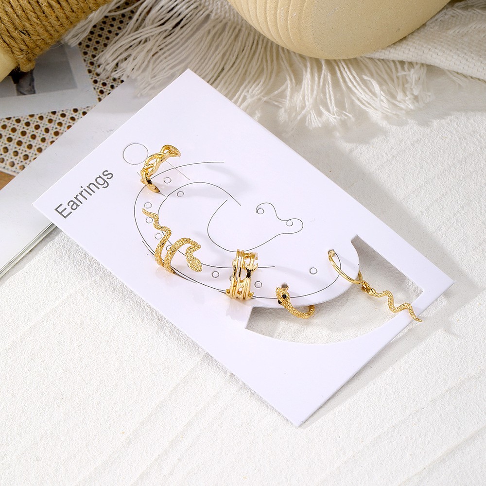 Punk Gold Plated Animal Snake Clip Earrings