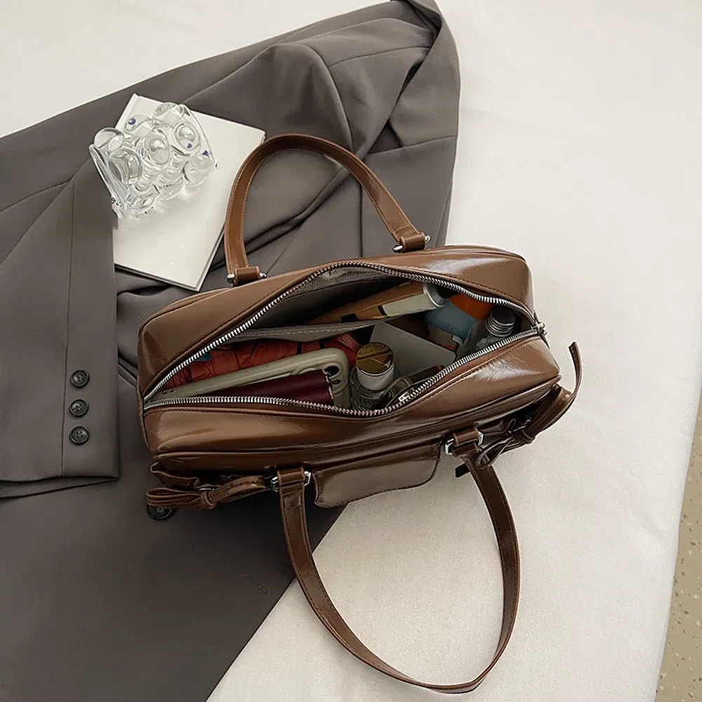 Color: WHITE, Ships From: CHINA - Stylish Women Bow Shoulder Bag in PU Leather with Multi Pockets Ideal for Casual Outings Travel and Shopping