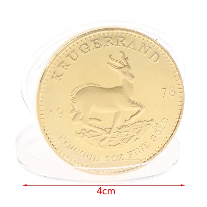 Color: light yellow - 1PC 1974/1978/2021 South African Gold Krugerrand Coin 4cm Gold Coin Replica Cosplay Prop