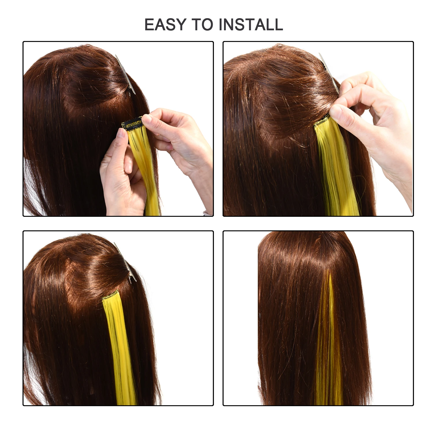 Color: 4/30HL, Stretched Length: 22inches - Synthetic Clip-in Hair Extensions 22" Long Colorful Straight Hair Pieces Synthetic Hairpieces for Daily Festival Party