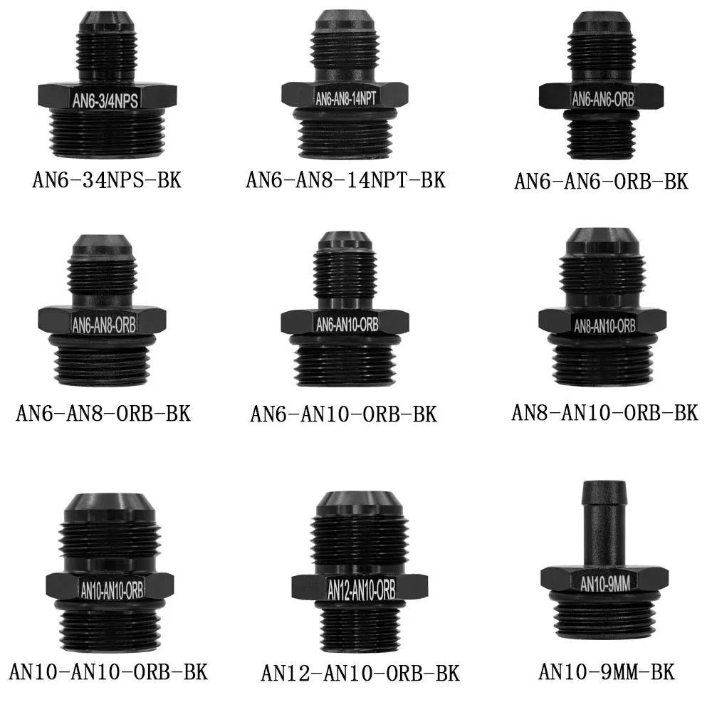 Color: MULTI - Aluminum Alloy Universal AN6 8 10 12 to AN to M16x1.5 M18x1.5 Metric Fuel Hose Adapter Pipe Thread Fitting CAR OIL COOLER SYSTEM