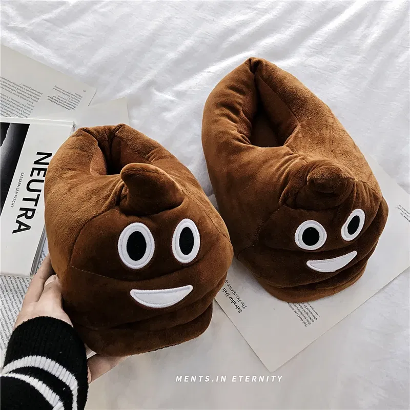 Color: Chocolate, Shoe Size: 44 - Indoor Slippers Warm Winter Home Fluffy New Fashion Men Women Bread Demon Soft Plush Shoes Unisex Cute Funny Christmas Gift